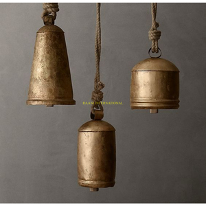 ชุดระฆังทองเหลืองแขวน3ชุดพร้อมห่วงโซ่ริบบิ้นตกแต่งคริสต์มาสสำหรับประตูบ้านวันหยุดปาร์ตี้ตกแต่งวินเทจ - Product Image 5