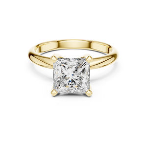 Anillo de Diamante Cultivado en Laboratorio de 2 Quilates con Corte Princesa en Oro Amarillo de 14K para Mujer |   Certificado por IGI |   Bañado en Oro |   Ropa de Fiesta Moderna para el Día a Día - Product Image 1