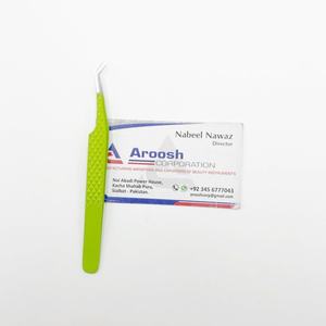 แหนบต่อขนตาปลอมทำจากสแตนเลสสีเขียวคงทน45องศาออกแบบโลโก้ได้ตามต้องการ - Product Image 5