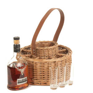 Red <b>Hamper</b> Round <b>Wicker</b> Whisky Carrier with 28x28x13cm Dimensions and 36cm Stand for Celebration Drinks - Product Image 3