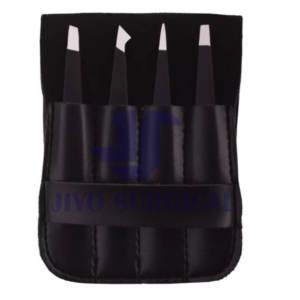 Ensemble de 4 pinces à épiler professionnelles pour sourcils, en acier inoxydable, précision, pointues, plates, kit de beauté et de soin - Product Image 1