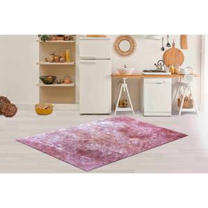 Alfombra Estampada con Diseño de Mármol Rojo Clarete - Moderna, Colorida, Fácil de Limpiar, con Pelo Suave - Product Image 3