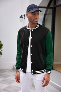 Veste de survêtement pour homme, classique, décontractée, avec col montant et logo frontal, 100% laine, streetwear pour l'hiver, à porter au quotidien - Product Image 4