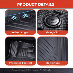 Tapis de sol de voiture Pikas 3D sur mesure en TPE 5MM imperméables pour Volkswagen Golf 8 manuelle 2019+ motif géométrique 4 pièces ensemble complet noir - Product Image 3