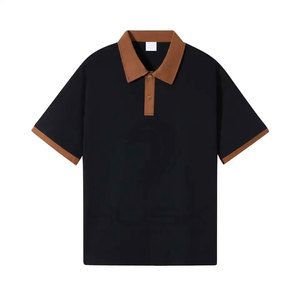 Polo en coton d'été pour hommes, T-shirt à manches courtes de couleur contrastée à la mode, style tricoté formel - Product Image 2