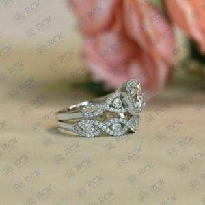 Anillo de moissanita de Plata de Ley 925 1,40 CTW, conjunto nupcial de corte redondo, joyería de diamantes, regalo de aniversario para mujer - Product Image 4