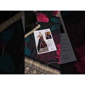 Robe longue de soirée de luxe Iznik en mousseline brodée et imprimé numérique, silhouette florale évasée, taille empire - UE 321-TC-1442 - Product Image 2