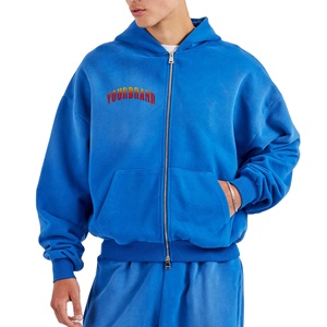 Nouveau sweat à capuche zippé arrivé pour homme Logos imprimés personnalisés 100% sweat à capuche en coton homme Streetwear surdimensionné couleur unie sweats à capuche hommes - Product Image 4