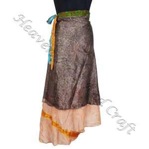 Nouveau Double Couche Réversible Sarong Sari Magique Wrap Jupe Rajasthani Multi-couche Saree Art Soie Long Wrap Indien Réversible - Product Image 4