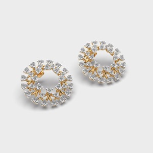 Boucles d'oreilles clous tendance en forme de cluster circulaire de diamants, finition plaquée or, idéales pour les femmes - Product Image 4