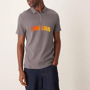 เสื้อโปโลมีซิปครึ่งซิปสำหรับเล่นกอล์ฟเสื้อโปโลมีซิปสำหรับผู้ชายดีไซน์แบบกำหนดเอง/สี/ผ้า - Product Image 1