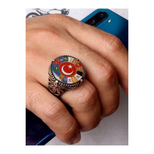 Anello da Uomo in Argento con Mezzaluna e Stella, Sigillo della Storia dell'Impero Turco - 16 Stati - Product Image 3