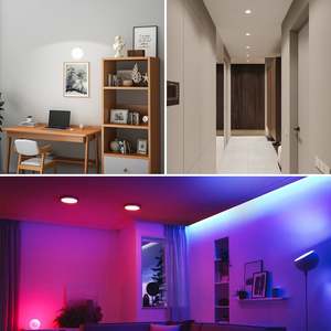 Lampes à LED RGB modernes, alimentées par piles, lampes de placard avec télécommande pour cuisine, salon, chambre à coucher - Blanc froid - Lot de 3 - Product Image 6