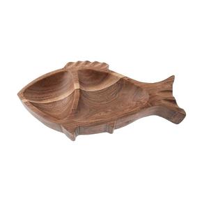 Plato de Madera con Forma de Pez, Plato con Compartimentos, Artesanía, Ecológico, para Servir Aperitivos, Dulces, Frutos Secos, Decoración del Hogar - Product Image 1