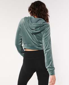 Sudadera con capucha recortada de Invierno para mujer con cremallera, ropa de calle informal, sudadera de entrenamiento, logotipo frontal, estilo informal, Top corto con capucha - Product Image 5