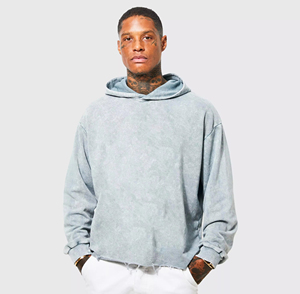 เสื้อมีฮู้ดแฟชั่นใหม่ของผู้ชายสีทึบโอเวอร์ไซส์มีฮู้ดวินเทจสะพายไหล่ทรงหยดน้ำ - Product Image 1