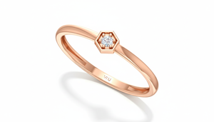 แหวนเพชรทรงหกเหลี่ยมแบบเรียบง่ายซ้อนกันได้สำหรับผู้หญิง - Product Image 3