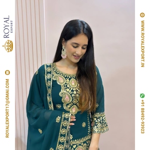 Lancement de sa propre vraie modélisation lourde fausse georgette avec séquence fantaisie bordure travail Gharara costume - Product Image 6