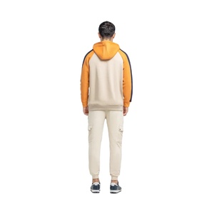 Grosir Hoodie blok warna pria dengan panel bahu kaus Pullover katun poliester dengan layanan OEM/ODM bulu dalam lembut - Product Image 5