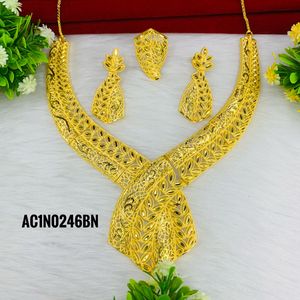 Conjunto de collar chapado en oro de un gramo Joyería de moda de belleza clásica para bodas Mejora tu estilo en línea - Product Image 4