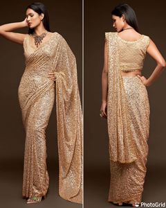 Nouveau concepteur moderne indien qualité d'exportation bon prix soutien/adulte Georgette Saree Blouse avec séquence de travail au taux le plus bas - Product Image 6