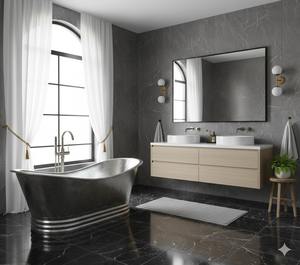 Bañera Independiente Hecha a Mano de Acero Inoxidable Pulido, Forma Ovalada, con Funciones de Baño de Vapor/Hielo, Diseño Moderno, Marca Privada - Product Image 3