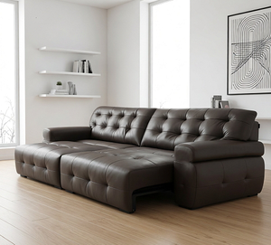 Thick Litchi Grain Eco-Leather <b>Sofa</b>, Skin‑Friendly Fabric, Oversized Extra‑Long Armrests, <b>Waterproof</b> & Stain‑Resistant - Product Image 3