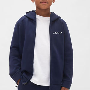 Trendy And Stylish Look With Full Sleeves And Zip Boys Cold Weather Hooded Top With Customizable Logo Designing For Solid Style - Product Image 1