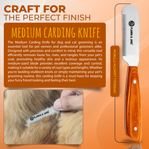 Flamia Essential grand manche vert en bois chien décapage Terriers couteau à carder outil de toilettage efficace pour animaux de compagnie pour animaux de compagnie - Product Image 6