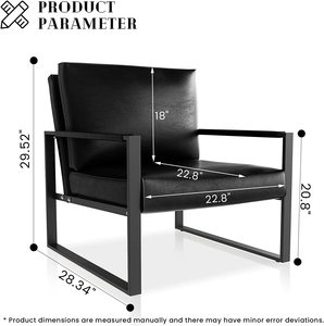 THLCr - 0017 Leather Accent Chairs Midcentury Armchair with <b>Cushion</b> Sturdy Metal Frame for Living Room - Product Image 6