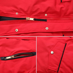 Veste parka matelassée imperméable à capuche pour femme Style moderne confortable de rue Poche zippée Col en fourrure Poignet élastique - Product Image 4