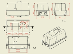 PS-14H11 Caja de perfil alto para tres dispositivos de carril DIN y enchufe SCHUKO - Product Image 2