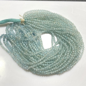 Cuentas de forma redonda suave de Aguamarina de 3,5 MM, cuentas lisas de piedras preciosas naturales, suministros de cuentas al por mayor - Product Image 1