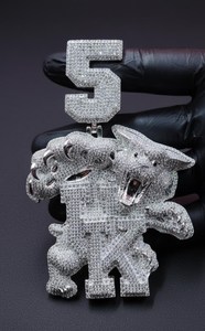 Colgante de Dragón con Número 5, Moissanita, Criatura de Fantasía, Estilo Hip Hop, con Plata de Ley 925, Joyería Fina, Colgantes y Dijes - Product Image 4