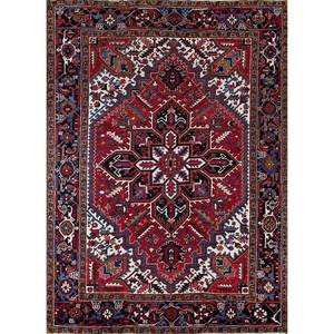 Tapis en laine noué à la main Aalam, motif médaillon rouge-orange, kilim abstrait fait main pour la maison, 9x12 rectangulaire, idéal pour adolescents, entrée et couloir - Product Image 1