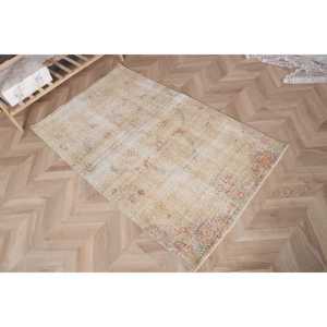 พรมตุรกีขนาดเล็ก 3x4.9 ฟุต พรมวินเทจสีเบจไล่เฉด พรมขนสัตว์ - Product Image 3