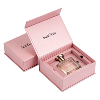 Boîte à parfum de luxe haut de gamme en forme de livre, en carton, matériaux recyclés, fermeture magnétique, doublure en éponge, personnalisable, portable, gaufrage
