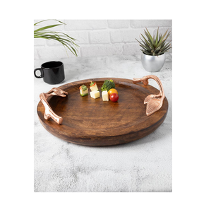 Bandeja de servicio de madera de alta calidad con mango de metal para equipos de servicio comercial Bandejas de servicio superventas - Product Image 3