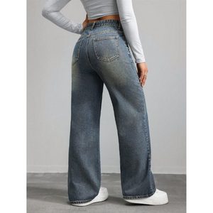 Jean ample taille haute en denim délavé vert style vintage pour femme – Respirant et confortable pour l'été – Portée toute la journée – Taille 26-40 - Product Image 2