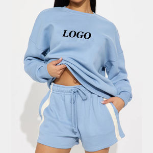 Ensemble de vêtements de sport pour femmes sur mesure, sweat-shirt et short, ensemble deux pièces / Vente en gros d'ensembles décontractés légers pour femmes en deux pièces, ensemble court 2026 - Product Image 2