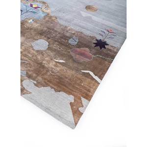 พรมถักมือลายนามธรรม Freedom Manchaha ทำจากขนสัตว์และไหมไผ่ สีเบจและสีน้ำตาล สำหรับตกแต่งบ้าน ห้องนั่งเล่น และทางเดิน-Les-1328 - Product Image 2