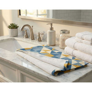 Serviette de toilette Azura Geometry par Be Ike-Conic, en coton doux, carrée, brodée, pour la maison, la cuisine, l'hôtel, la plage, ou comme cadeau - Product Image 1