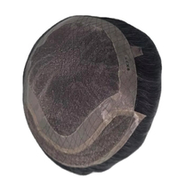Perruque Toupet Homme en Cheveux Naturels à Lacet Frontal, Cheveux Indiens Remy Taz Hair Bangladesh, Ondulation Profonde, Trame Simple, 50% Cheveux Gris, Extension Capillaire