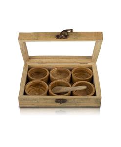 Handmade Wooden Seasoning Herb Spice <b>Masala</b> <b>Box</b> Container Holder Rack Stand Caddy With Spoon & Clear Lid Decorative Storage - Product Image 1