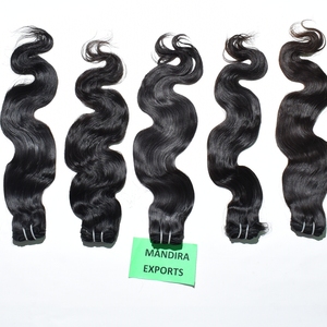100% vente en gros vendeur vierge pas de traitement chimique Bodywave faisceaux non transformés Extensions de cheveux humains du Temple indien - Product Image 5