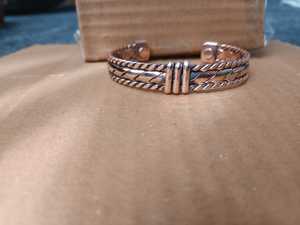 Cobre puro rústico negro 100% Brazalete pulido rústico de cobre original para mujer de la India - Product Image 5