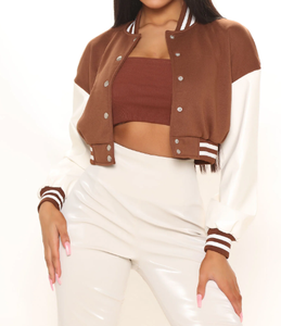 Fabricant OEM broderie chenille école impression StreetWear Baseball Logo personnalisé manteau pour les femmes recadrée Bomber varsity veste - Product Image 1