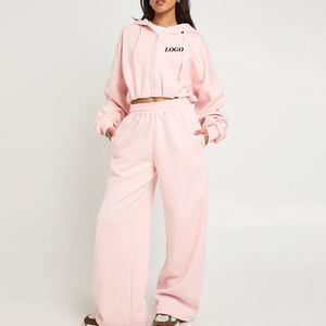 Ensemble de survêtement deux pièces respirant et confortable pour femme, style streetwear décontracté, comprenant un sweat-shirt et un pantalon, en molleton chaud - Product Image 1