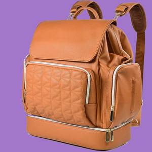 Genuine Leather Multi-Functional Diaper <b>Backpack</b> Large Capacity Baby Diaper <b>Bag</b> with <b>Changing</b> Pad for Mommy - Product Image 6