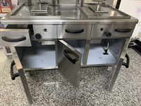 Machine à shawarma double au gaz commerciale Campbon ZH-2H-5 avec armoire, 55 kW GPL 2800 Pa, gril à kebab vertical double rotatif